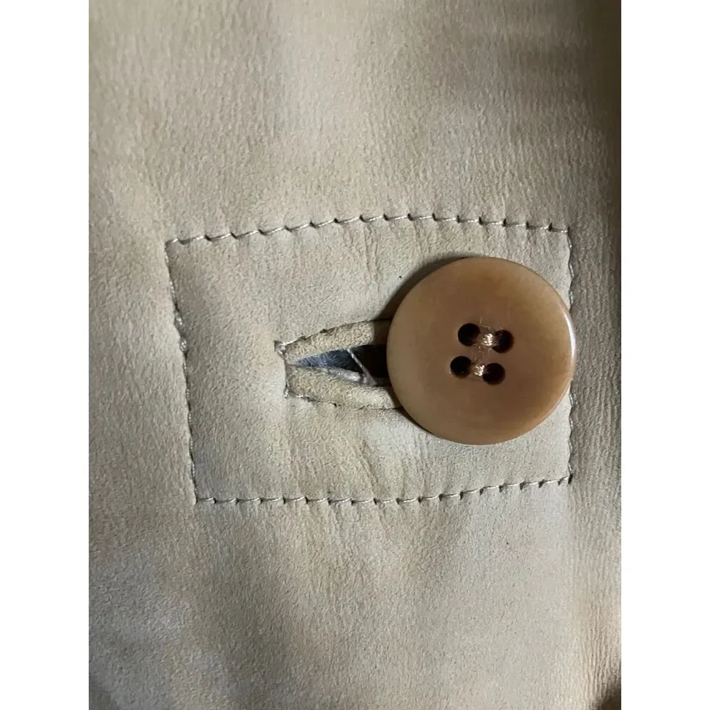 Sundance Suede Shearling Coat Beige Bohemian Button Front Size XL - Picture 9 of 14